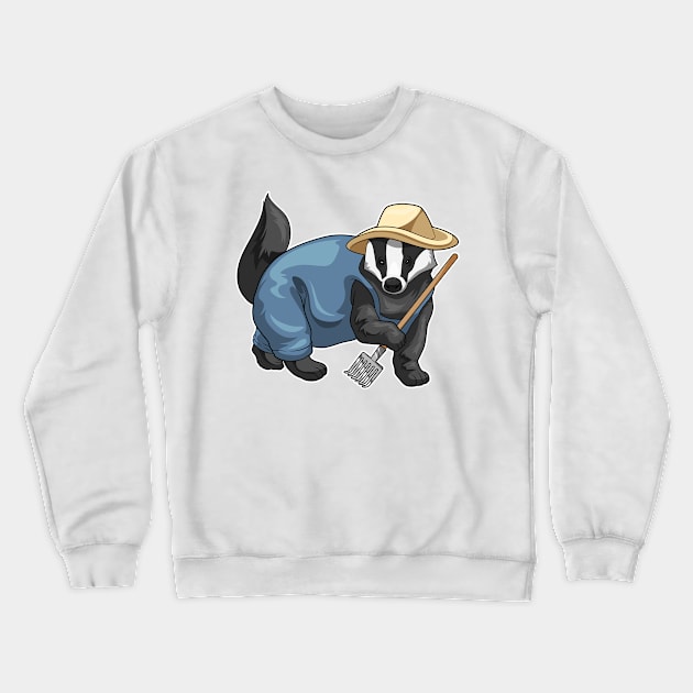 Honey badger Farmer Rake Crewneck Sweatshirt by Markus Schnabel